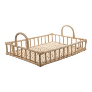 Bandeja 37,5cm Por 28cm Por 14cm De Altura De Rattan Com Alca Nature